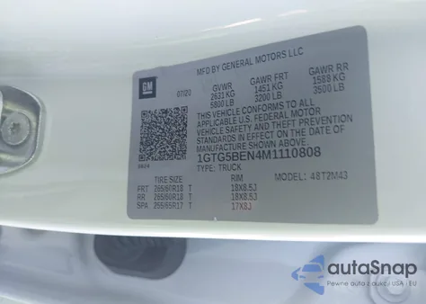 2021 GMC Canyon 2Wd Short Box Elevation Standard z USA, uszkodzony, nr VIN 1GTG5BEN4M1110808